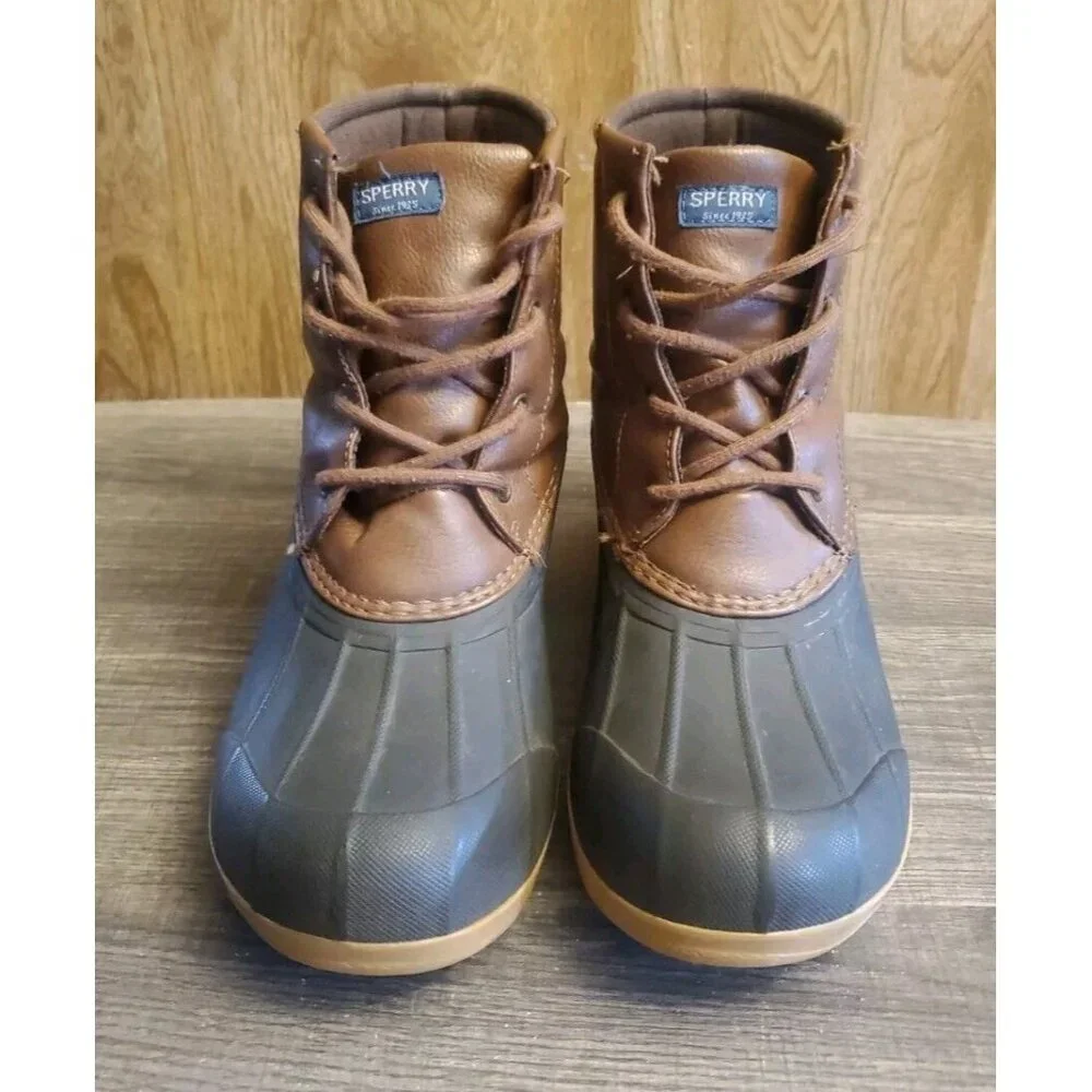 Sperry Port Brown Lace Up Duck Boots‎ Youth Sz 6